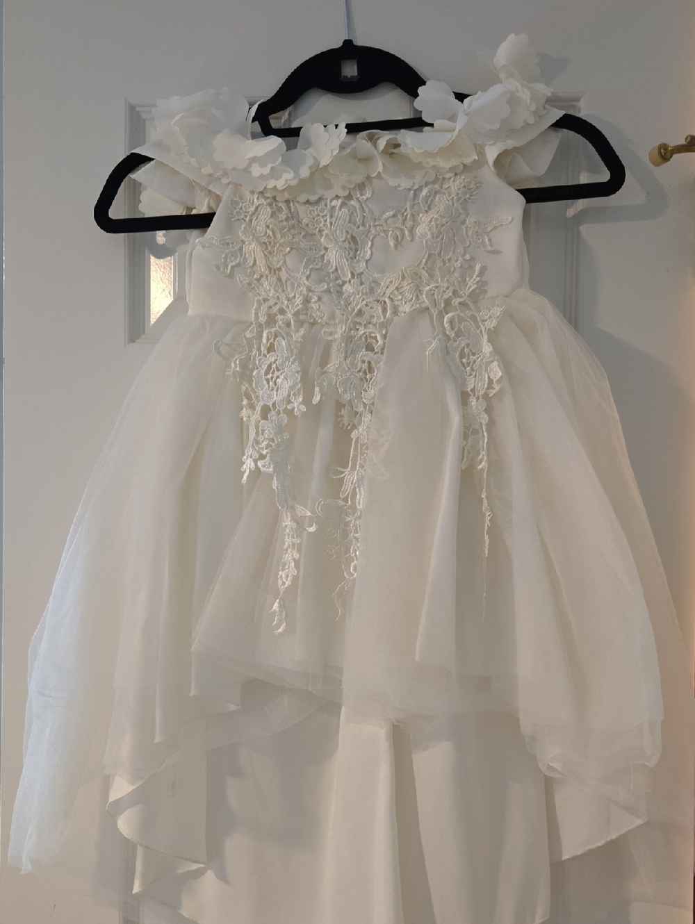 Trish Scully Ivory Floral Appliqué Tulle Dress for Kids Girls Size 3